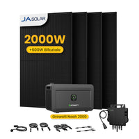 Growatt NOAH 2000 All-in-One Speicher für Balkonkraftwerke, mit 4 x 500W JA Solar Bifaziale Solarmodule,by Powerness