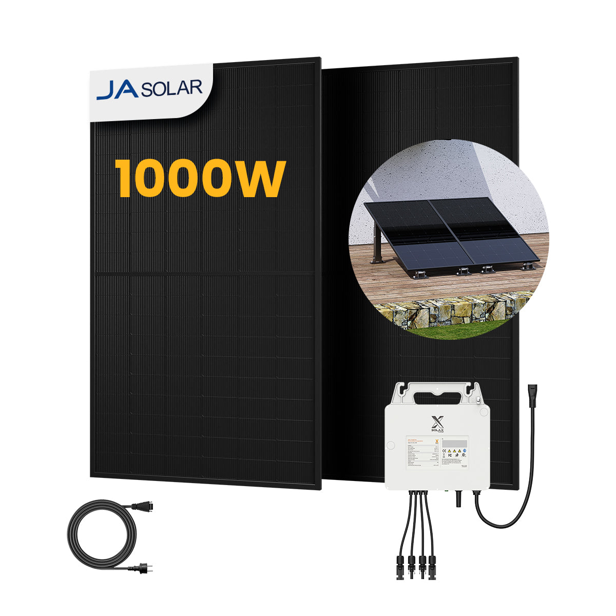 SolaX Balkonkraftwerk Set, 900/1000Wp Bifaziale Solarmodule, Power X1 800W Wechselrichter, by Powerness