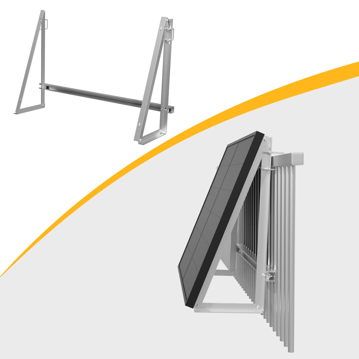 Powerness Aufständerung Solarmodul Halterung Balkonkraftwerk für Balkon Haken, Quadratischer Haken