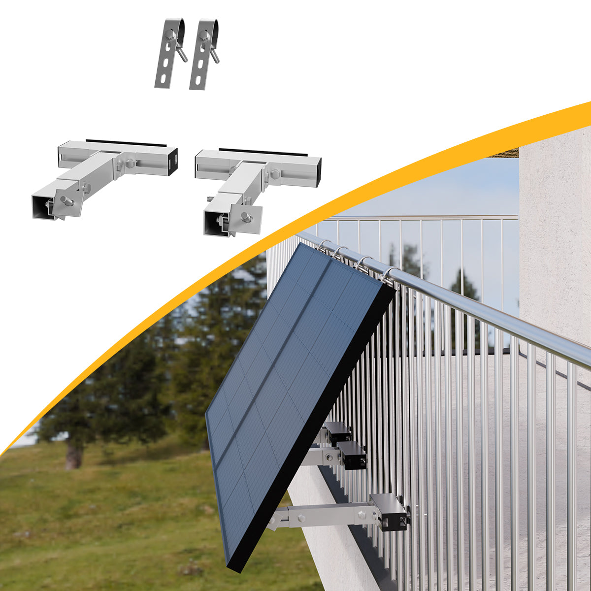 Powerness Aufständerung Solarmodul Halterung Balkonkraftwerk für Balkon Haken Neu