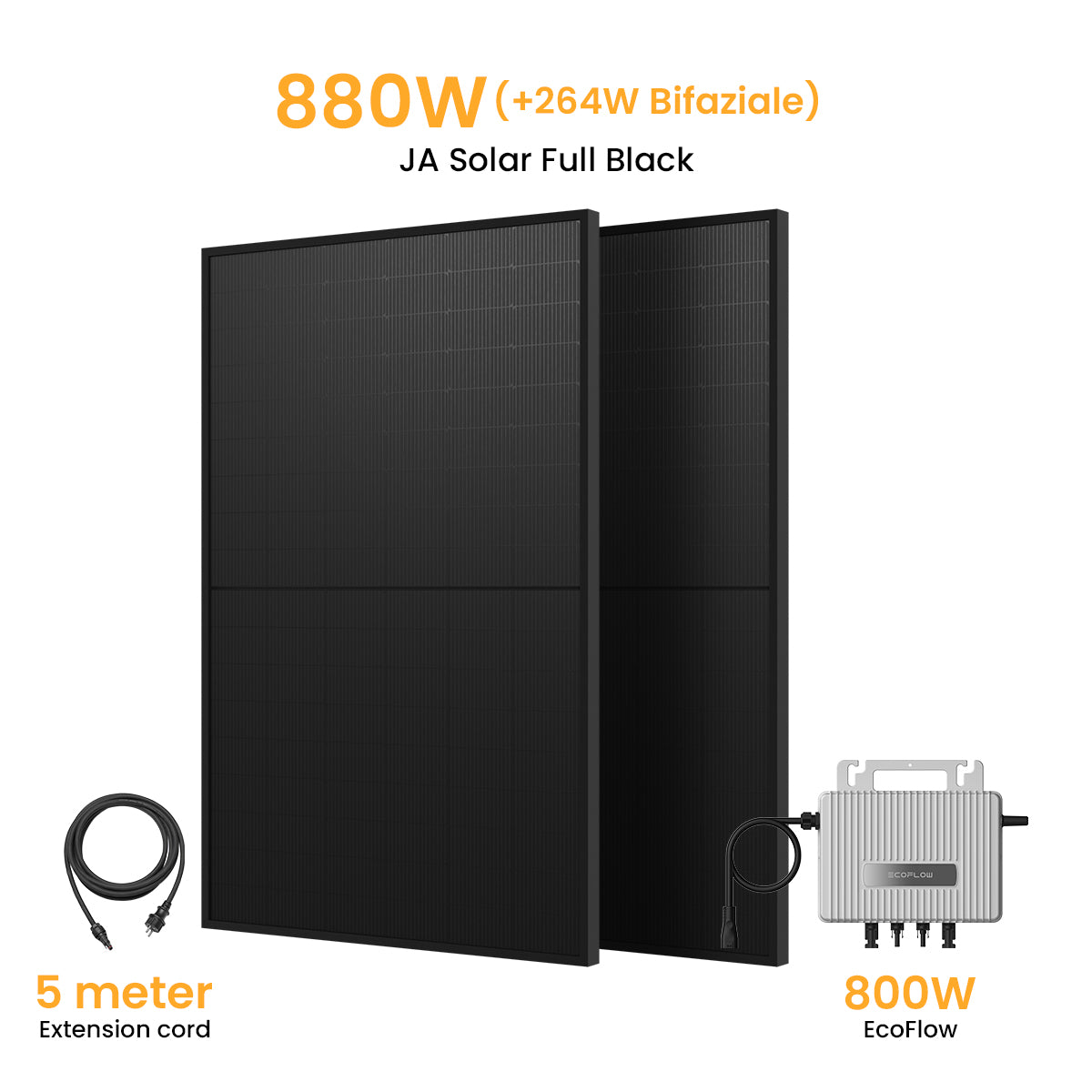 EcoFlow Balkonkraftwerk Set, 880/890Wp Bifaziale Solarmodule, 800W Wechselrichter, Powerness