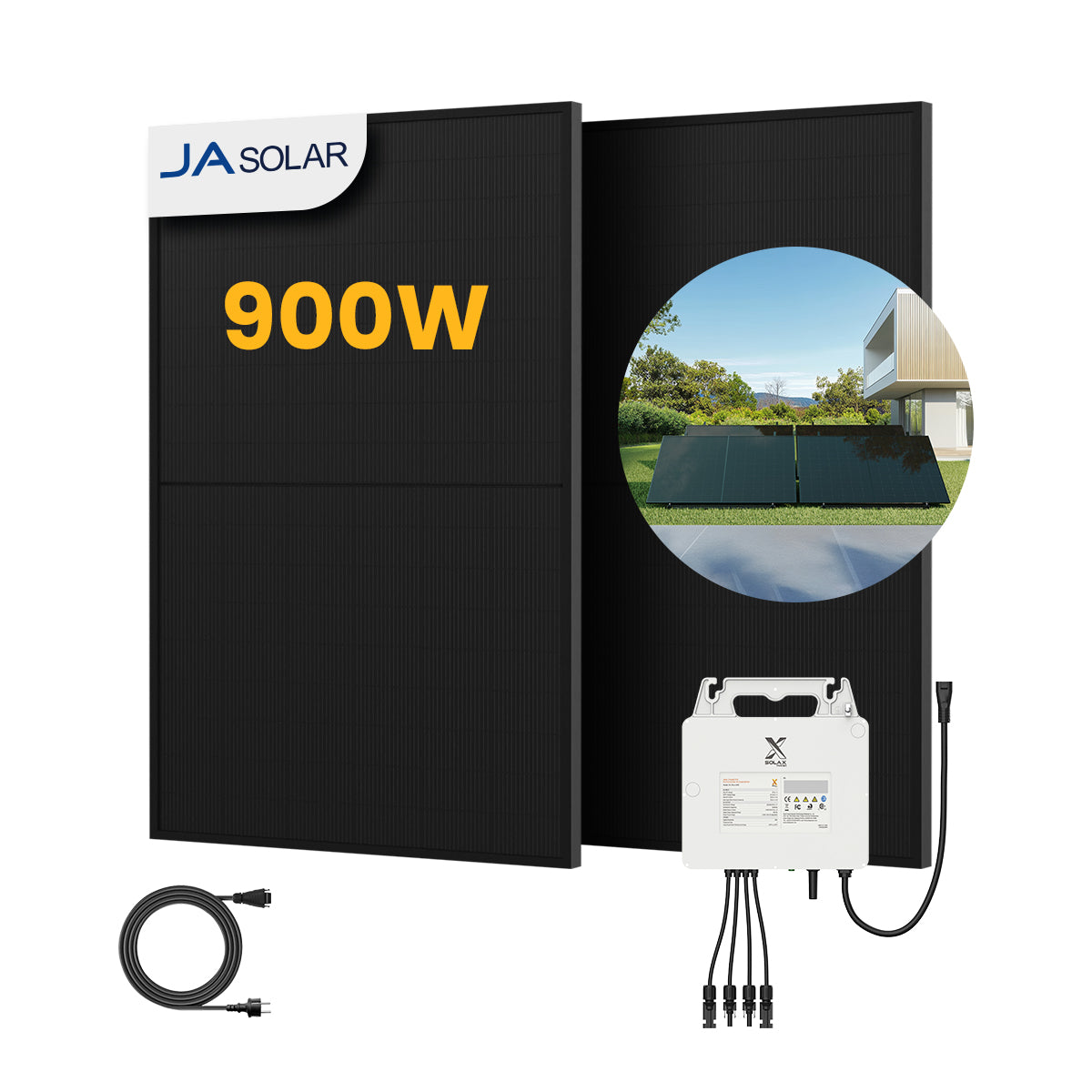 SolaX Balkonkraftwerk Set, 900/1000Wp Bifaziale Solarmodule, Power X1 800W Wechselrichter, by Powerness