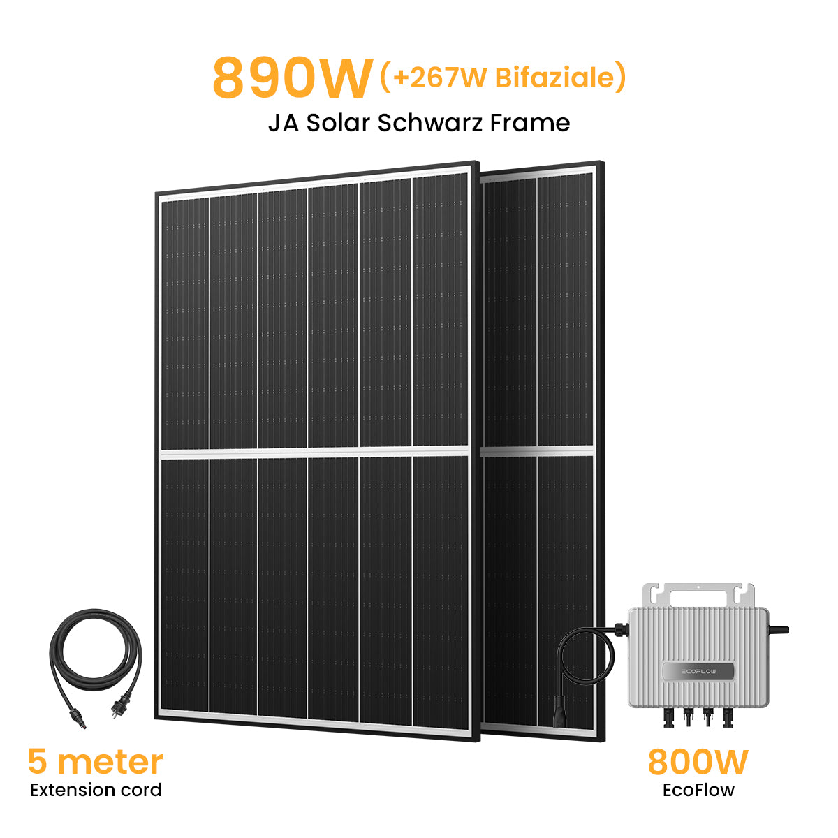 EcoFlow Balkonkraftwerk Set, 880/890Wp Bifaziale Solarmodule, 800W Wechselrichter, Powerness