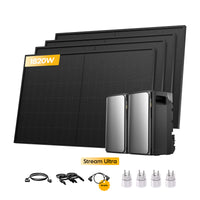 2x <tc>EcoFlow Stream</tc> <tc>Ultra</tc>, Tout-en-un <tc>Batterie de stockage tout-en-un pour station solaire</tc>, avec 4 projecteurs bifaciaux de 450 W <tc>Panneaux solaires</tc>, par <tc>Powerness</tc>