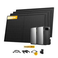 2x EcoFlow Stream Ultra, alles-in-één thuisbatterij voor Plug & Play zonnepanelen, met 4 x 450W bifaciale zonnepanelen, by Powerness