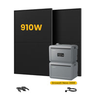 Growatt NEXA 2000 All-in-One Opslag voor Balkon-Zonnepanelen, met 2 x 450W Bifaciale Zonnepanelen, by Powerness