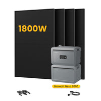 Système de stockage tout-en-un Growatt NEXA 2000 pour centrales solaires de balcon, avec 4 modules solaires bifaciaux JA Solar de 450 W, par Powerness
