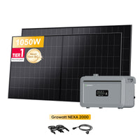 Growatt NEXA 2000 All-in-One Speicher für Balkonkraftwerke, mit 2 x 525Wp LONGi BC Bifazial Solarmodul, by Powerness