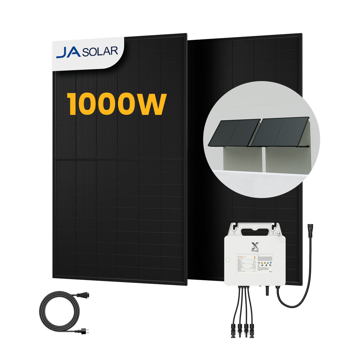 SolaX Balkonkraftwerk Set, 900/1000Wp Bifaziale Solarmodule, Power X1 800W Wechselrichter, by Powerness