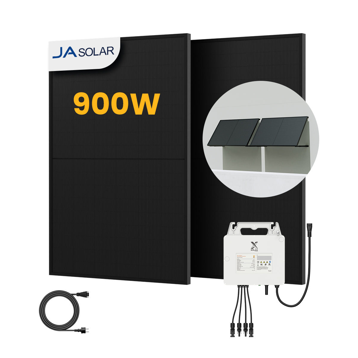 SolaX Balkonkraftwerk Set, 900/1000Wp Bifaziale Solarmodule, Power X1 800W Wechselrichter, by Powerness