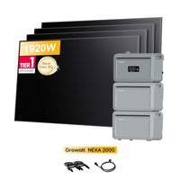 <tc>Growatt</tc> <tc>NEXA</tc> 2000 Tout-en-un <tc>Batterie de stockage tout-en-un pour station solaire</tc>, avec 4 x 480<tc>Wp</tc> Masque bifacial Sunpro BC Noir intégral <tc>Panneau solaire</tc>, par <tc>Powerness</tc>