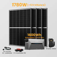 Anker Solix Solarbank 2 E1600 Pro 1600Wh Balkonkraftwerk Set, 880/890/1760/1780W Bifaziale Solarmodule, mit Smarter Zähler