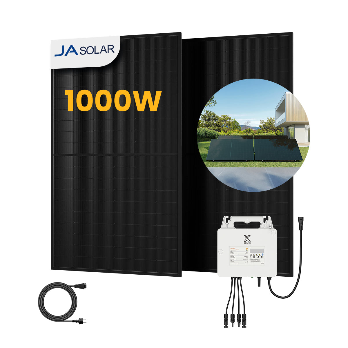 SolaX Balkonkraftwerk Set, 900/1000Wp Bifaziale Solarmodule, Power X1 800W Wechselrichter, by Powerness