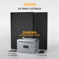 Growatt NEXA 2000 All-in-One Opslag voor Balkon-Zonnepanelen, met 2 x 450W JA Solar Bifaciale Zonnepanelen, by Powerness