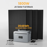 Growatt NEXA 2000 All-in-One Opslag voor Balkon-Zonnepanelen, met 4 x 450W JA Solar Bifaciale Zonnepanelen, by Powerness