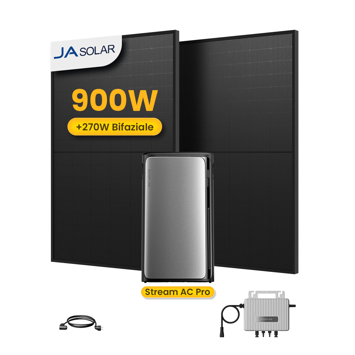 EcoFlow Balkonkraftwerk Set, 890/1000Wp Bifaziale Solarmodule, 800W Wechselrichter, Powerness