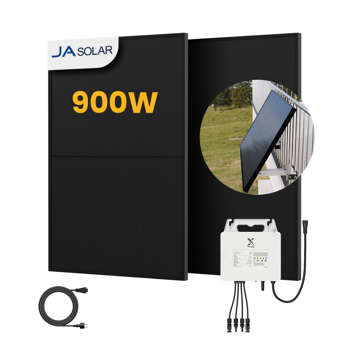 SolaX Balkonkraftwerk Set, 900/1000Wp Bifaziale Solarmodule, Power X1 800W Wechselrichter, by Powerness