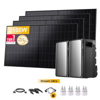 2x EcoFlow STREAM Ultra, alles-in-één opslagsysteem voor Plug & Play zonnepanelen, met 4 x 480Wp Sunpro BC bifaciale Full Black zonnepanelen, by Powerness