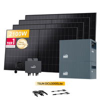 TSUN DCU2000Lite thuisbatterij voor Plug & Play zonnepanelen, met 4 x 480Wp Sunpro BC bifaciale Full Black zonnepanelen, by Powerness