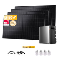 EcoFlow Stream Ultra X All-in-One thuisbatterij voor Plug & Play zonnepanelen, met 4 x 480Wp Sunpro BC bifaciale Full Black zonnepanelen, by Powerness
