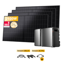 EcoFlow Stream Ultra X All-in-One thuisbatterij voor Plug & Play zonnepanelen, met 4 x 480Wp Sunpro BC bifaciale Full Black zonnepanelen, by Powerness