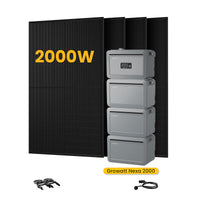 Growatt NEXA 2000 All-in-One Opslag voor Balkon-Zonnepanelen, met 4 x 500W Bifaciale Zonnepanelen, by Powerness