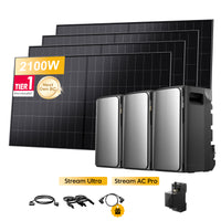 EcoFlow STREAM Ultra, All-in-One thuisbatterij voor Plug & Play zonnepanelen, met 4 x 480Wp Sunpro BC bifaciale Full Black zonnepanelen, by Powerness