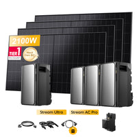 EcoFlow STREAM Ultra, All-in-One thuisbatterij voor Plug & Play zonnepanelen, met 4 x 480Wp Sunpro BC bifaciale Full Black zonnepanelen, by Powerness