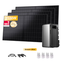 EcoFlow STREAM Ultra, All-in-One thuisbatterij voor Plug & Play zonnepanelen, met 4 x 480Wp Sunpro BC bifaciale Full Black zonnepanelen, by Powerness