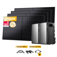 EcoFlow STREAM Ultra, All-in-One thuisbatterij voor Plug & Play zonnepanelen, met 4 x 480Wp Sunpro BC bifaciale Full Black zonnepanelen, by Powerness