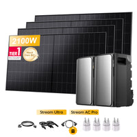 EcoFlow STREAM Ultra, All-in-One thuisbatterij voor Plug & Play zonnepanelen, met 4 x 480Wp Sunpro BC bifaciale Full Black zonnepanelen, by Powerness
