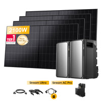 EcoFlow STREAM Ultra, All-in-One thuisbatterij voor Plug & Play zonnepanelen, met 4 x 480Wp Sunpro BC bifaciale Full Black zonnepanelen, by Powerness