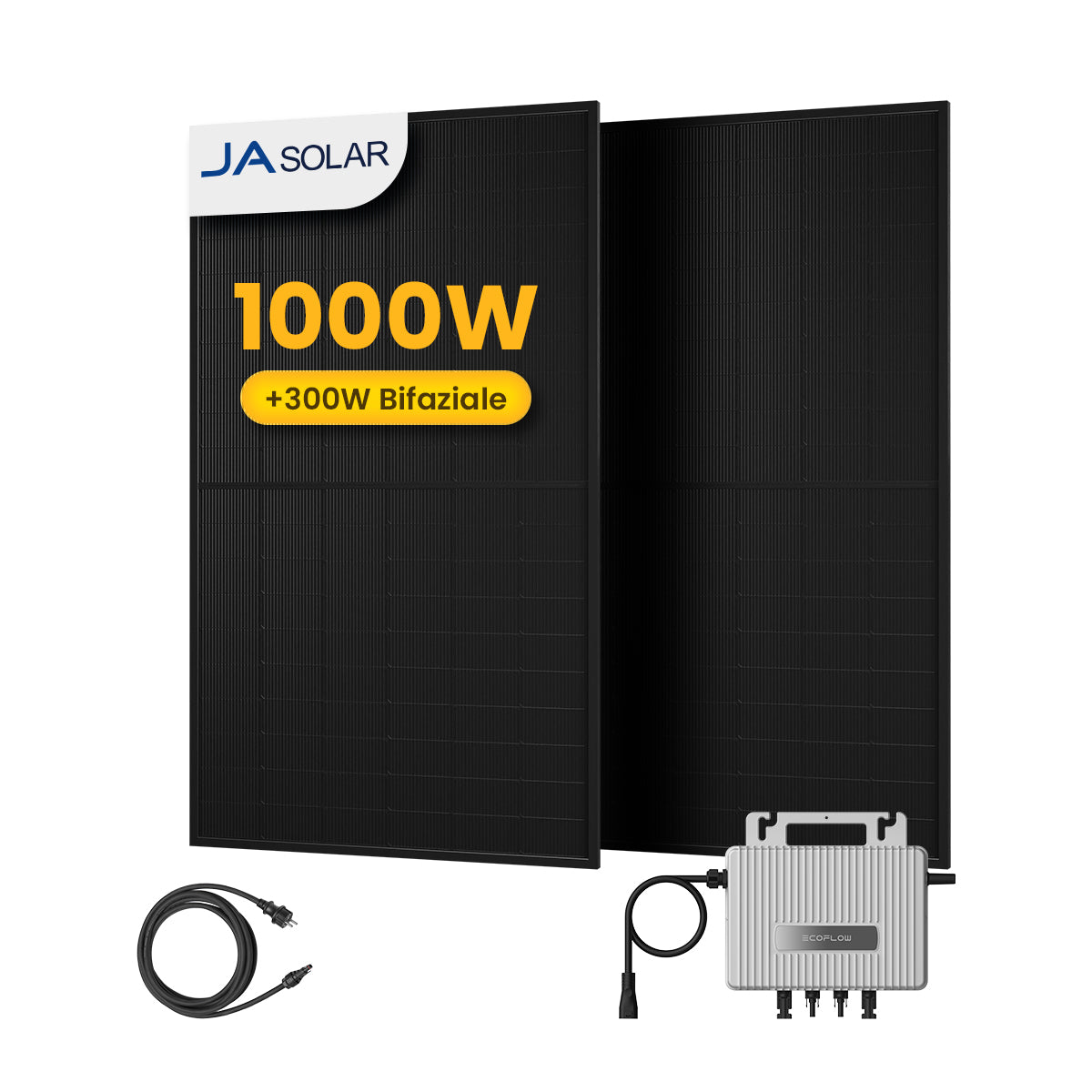 EcoFlow Balkonkraftwerk Set, 890/1000Wp Bifaziale Solarmodule, 800W Wechselrichter, Powerness