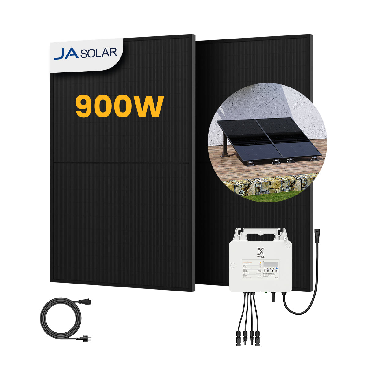 SolaX Balkonkraftwerk Set, 900/1000Wp Bifaziale Solarmodule, Power X1 800W Wechselrichter, by Powerness