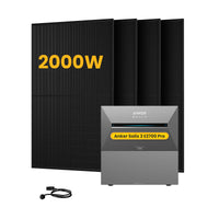 Banc solaire Anker SOLIX 3 E2700 Pro, avec 4 modules solaires bifaciaux JA de 500 W. Par Powerness