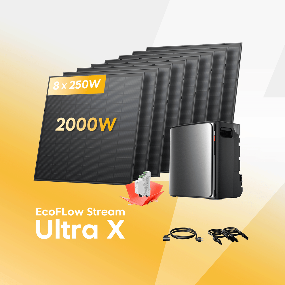 EcoFlow STREAM Ultra X mit 8 x 250 W Bifacial Solarmodulen