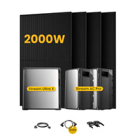 EcoFlow Stream Ultra X, système de stockage tout-en-un pour centrales solaires de balcon, avec 4 modules solaires bifaciaux JA Solar de 500 W, par Powerness 