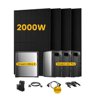 EcoFlow Stream Ultra X, système de stockage tout-en-un pour centrales solaires de balcon, avec 4 modules solaires bifaciaux JA Solar de 500 W, par Powerness 