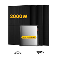 EcoFlow Stream Ultra X, système de stockage tout-en-un pour centrales solaires de balcon, avec 4 modules solaires bifaciaux JA Solar de 500 W, par Powerness 