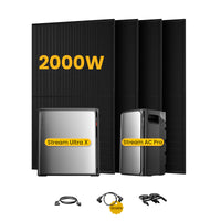 EcoFlow Stream Ultra X, système de stockage tout-en-un pour centrales solaires de balcon, avec 4 modules solaires bifaciaux JA Solar de 500 W, par Powerness 