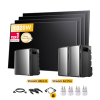 <tc>EcoFlow Stream</tc> <tc>Ultra X</tc>, Tout-en-un <tc>Batterie de stockage tout-en-un pour station solaire</tc>, avec 4 x 480<tc>Wp</tc> Masque bifacial Sunpro BC Noir intégral <tc>Panneau solaire</tc>, par <tc>Powerness</tc>