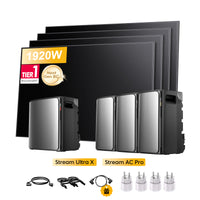 <tc>EcoFlow Stream</tc> <tc>Ultra X</tc>, Tout-en-un <tc>Batterie de stockage tout-en-un pour station solaire</tc>, avec 4 x 480<tc>Wp</tc> Masque bifacial Sunpro BC Noir intégral <tc>Panneau solaire</tc>, par <tc>Powerness</tc>
