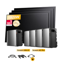 <tc>EcoFlow Stream</tc> <tc>Ultra X</tc>, Tout-en-un <tc>Batterie de stockage tout-en-un pour station solaire</tc>, avec 4 x 480<tc>Wp</tc> Masque bifacial Sunpro BC Noir intégral <tc>Panneau solaire</tc>, par <tc>Powerness</tc>