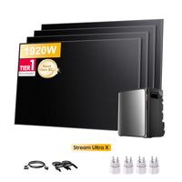 EcoFlow Stream Ultra X All-in-One thuisbatterij voor Plug & Play zonnepanelen, met 4 x 480Wp Sunpro BC bifaciale Full Black zonnepanelen, by Powerness
