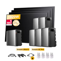 <tc>EcoFlow Stream</tc> <tc>Ultra X</tc>, Tout-en-un <tc>Batterie de stockage tout-en-un pour station solaire</tc>, avec 4 x 480<tc>Wp</tc> Masque bifacial Sunpro BC Noir intégral <tc>Panneau solaire</tc>, par <tc>Powerness</tc>