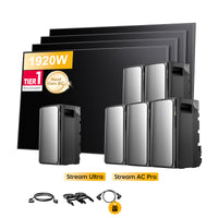<tc>EcoFlow Stream</tc> <tc>Ultra</tc>, Tout-en-un <tc>Batterie de stockage tout-en-un pour station solaire</tc>, avec 4 x 480<tc>Wp</tc> Masque bifacial Sunpro BC Noir intégral <tc>Panneau solaire</tc>, par <tc>Powerness</tc>