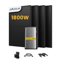 EcoFlow Stream Ultra, All-in-One Speicher für Balkonkraftwerke, mit 4 x 450 JA Solar Bifaziale Solarmodule, by Powerness