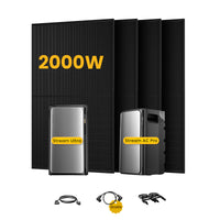 EcoFlow Stream Ultra, système de stockage tout-en-un pour centrales solaires de balcon, avec 4 modules solaires bifaciaux JA Solar de 500 W, par Powerness 