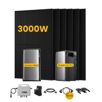 EcoFlow Stream Ultra, système de stockage tout-en-un pour centrales solaires de balcon, avec 6 modules solaires bifaciaux JA Solar de 500 W, par Powerness 