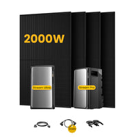 EcoFlow STREAM Ultra &amp; Pro, système de stockage tout-en-un pour centrales solaires de balcon, avec 4 modules solaires bifaciaux JA Solar de 500 W, par Powerness